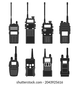 Icono vectorial Walkie talkie. Icono conjunto negro aislado radio walky .Vector ilustración walkie talkie sobre fondo blanco .