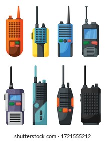 Walkie talkie vector cartoon icon. Isolated cartoon set icon transceiver.Vector illustration walkie talkie on white background .