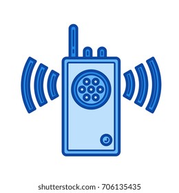 Walkie talkie vector line icon isolated on white background. Walkie talkie line icon for infographic, website or app. Blue icon designed on a grid system.