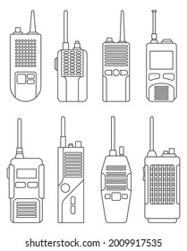 Walkie talkie vector outline icon. Isolated outline set icon transceiver.Vector illustration walkie talkie on white background .