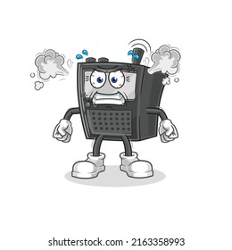 the walkie talkie very angry mascot. cartoon vector