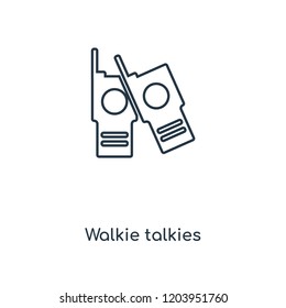 Walkie talkies concept line icon. Linear Walkie talkies concept outline symbol design. This simple element illustration can be used for web and mobile UI/UX.
