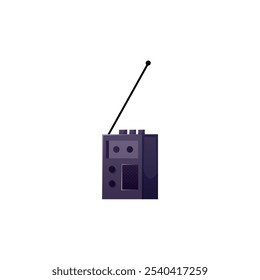 Walkie-talkie com ícone de antena. Transceptor de rádio portátil, conjunto de rádio vetor ilustração plana. Cartoon minimalista retro dispositivo móvel, telefone de rádio isolado no fundo branco