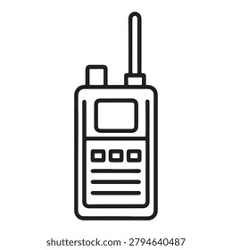 Walkietalkie device with antenna and screen communication tool for twoway radio simple line drawing
