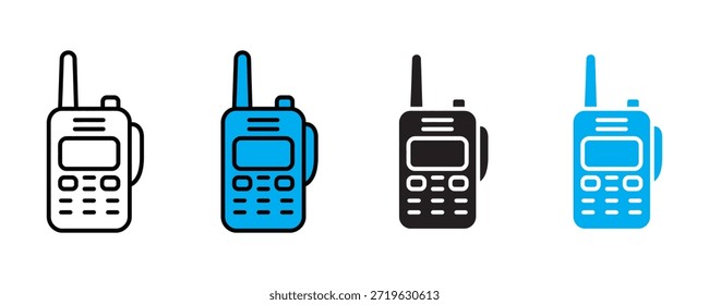 Walkie-talkie device icon set vector on white background. communication, device, technology, wireless, mobile icon. vector illustration.