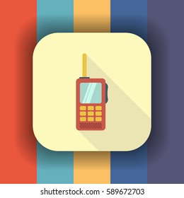 walkie-talkie flat icon with long shadow, vector illustration