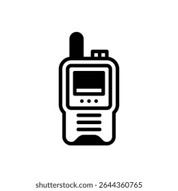 Walkie-talkie. Ícone de vetor de traçado com contorno e detalhes preenchidos em preto.