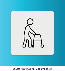 Walking Aid icon. editable stroke. Vector illustration	