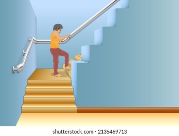 Walking aids upstairs for the elder, stair assists for the elderly. It protects the elderly from slipping or falling downstairs with handles to hold on to while walking up the stairs.