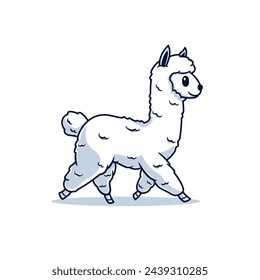 Walking Alpaca Cute Cartoon Vector