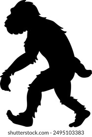 The walking ape man icon isolated on white background