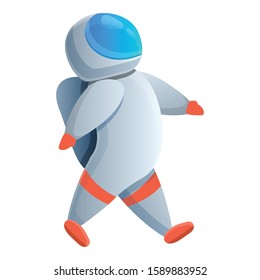 Walking astronaut icon. Cartoon of walking astronaut vector icon for web design isolated on white background