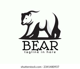 walking bear art style logo symbol design template illustration inspiration