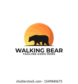 Walking Bear Concept Designs Illustration Vector Template. Suitable for Creative Industry, Multimedia, entertainment, Educations, Shop, and any related business.