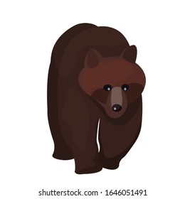 Walking bear. Cute brown bear. Vector illustration.