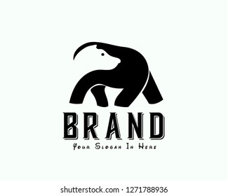 Walking bear head negative space on body logo design inspiration