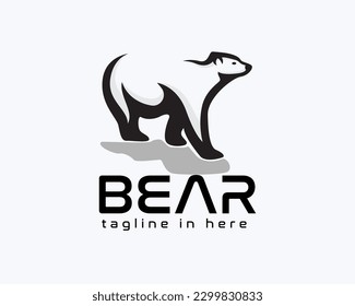 walking bear silhouette logo symbol design template illustration inspiration
