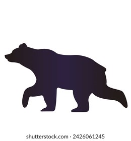 walking bear silhouette on a white background. bear silhouette
