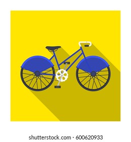 Walking bicycle with large shields and curves driving. Economical transport.Different Bicycle single icon in flat style vector symbol stock illustration.
