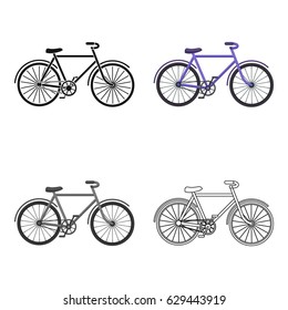 Walking bicycle with large shields and curves driving. Economical transport.Different Bicycle single icon in cartoon style vector symbol stock illustration.