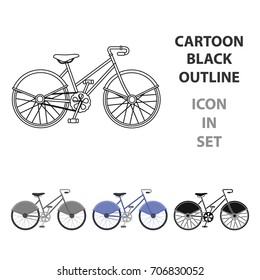 Walking bicycle with large shields and curves driving. Economical transport.Different Bicycle single icon in cartoon style vector symbol stock illustration.