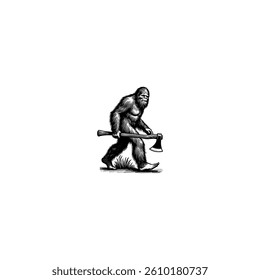 Walking Bigfoot Silhouette Vector Art. Bigfoot yeti silhouette set, isolated white background