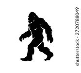 Walking bigfoot silhouette vector flat illustration design.