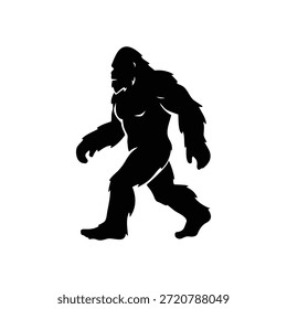 Projeto de ilustração plana vetor de silhueta pé-grande caminhando.