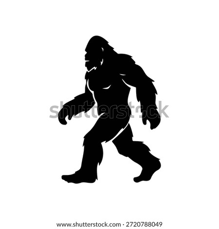 Walking bigfoot silhouette vector flat illustration design.