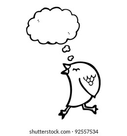 pájaro caminante con burbuja de pensamiento