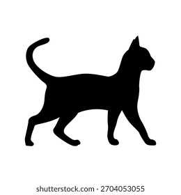 Walking black cat silhouette vector calm and cool	