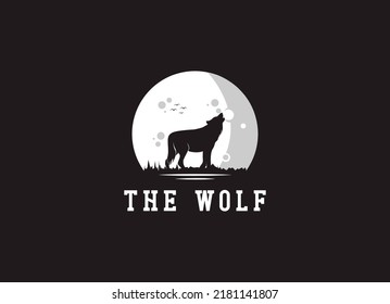 Walking Black Wolf Fox Dog Coyote Jackal Rustikale Silhouette Retro Hipster Logo Design