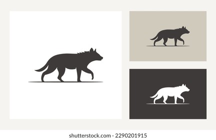 Walking Black Wolf Fox Dog Coyote Jackal Silhouette Logo Design