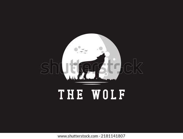 Walking Black Wolf Fox Dog Coyote\
Jackal Rustic Vintage Silhouette Retro Hipster Logo\
Design