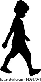 walking boy body silhouette vector