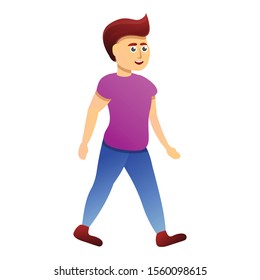 Walking boy icon. Cartoon of walking boy vector icon for web design isolated on white background