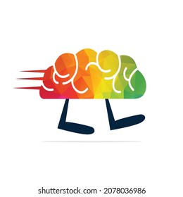 Walking brain concept design. Human brain walk idea logo.