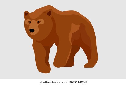 Oso marrón andando. ilustración vectorial de estilo plano aislada en fondo blanco