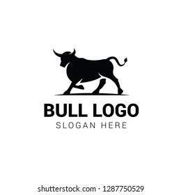 Walking bull logo template isolated on white background