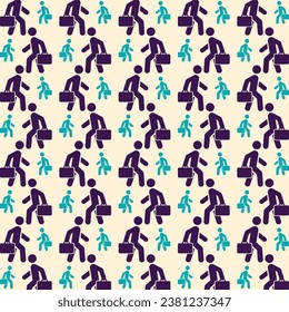 Walking business man shapes geometric seamless pattern trendy colorful design beautiful vector illustration background