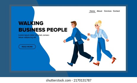 walking business people vector. group person, city crowd, corporate worker walking business people character. people flat cartoon illustration