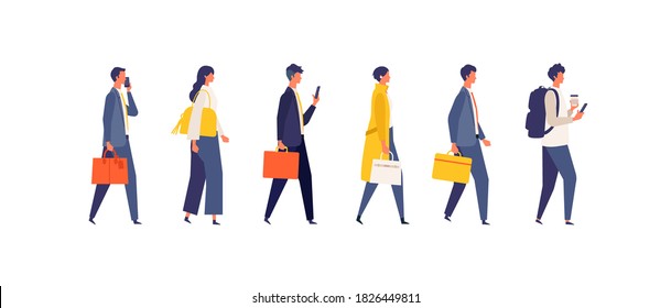 Walking businessman character design in different poses. Vector illustration in flat style.