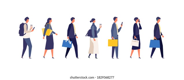 Walking businessman character design in different poses. Vector illustration in flat style.