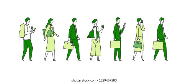 Walking businessman character design in different poses. Vector illustration in flat style.