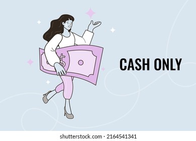 A walking businessman holds a large sum of money and hugs it in his arms. Success financial rich concept. Business woman keeps money. Business concept cartoon vector illustration.