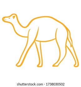 Walking Camel Dromedary line art vector illustration 