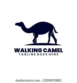 walking camel logo design vector silhouette