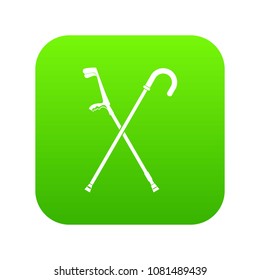 Walking cane icon digital green for any design isolated on white vector illustration