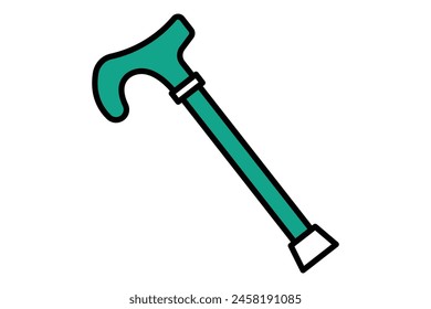 icono de bastón. icono relacionado con la tercera edad. estilo de icono de línea plana. ilustración de elemento de edad avanzada