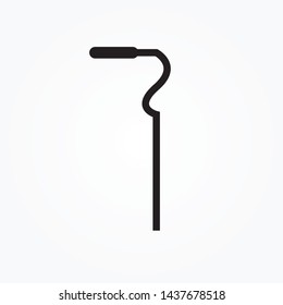 Walking cane icon. Simple illustration of walking cane vector icon for web design isolated on white background
